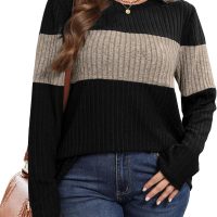 WIHOLL Womens Sweaters Color Block Tops Long Sleeve Shirts Tunic Tops Fall Outfits Fashion 2025 Winter Clothing - Image 5