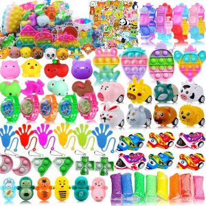 126 Pcs Pop Party Favors for Kids, Treasure Box Toys for Classroom Prizes, Pinata Stuffers, Goodie Bag Filler, Treasure Chest, Carnival Bulk Small Toys, Easter Basket Egg Fillers