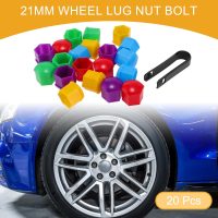 20 Pcs Wheel Lug Nut Bolt with Clip Rims Tire Nut Screws Dust Cap Cover Nut Protection Plastic Green/Red/Yellow/Blue/Purple 21mm - Image 2