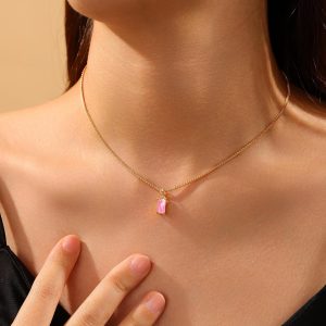 Gold Necklaces for Women 14K Gold Plated Emerald Birthstone Dainty 12 Months Cubic Zirconia Pendant with Adajustable Link Personlalized Birthday Gifts for Women Trendy Jewelry