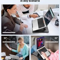 AboveTEK Adjustable Laptop Lap Desk, 3 Ergonomic Angles, PU Leather Non-Slip Surface, Heat Shield, Retractable Mouse Pad, Portable Laptop Lap pad Workstation for Bed, Sofa, Travel - Image 7