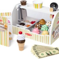 Melissa & Doug Wooden Scoop and Serve Ice Cream Counter (28 pcs) - Play Food and Accessories - Image 3