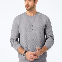 JMIERR Mens Crewneck Sweatshirt Casual Long Sleeve Texture Pullover Shirt for Men - Image 3