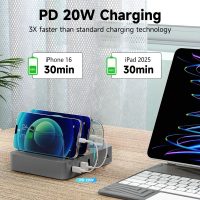 Charging Station for Multiple Devices - 4-Port 20W PD USB-C Charger for iPhone iPad Smartphones Tablets,Universal Compatibility, Detachable Baffle Design - Image 3