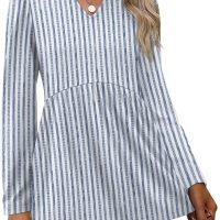 WIHOLL Womens Tops Long Sleeve Fall Shirts Babydoll Peplum Tops for Women V Neck Tunic Dressy Casual Blouses - Image 2