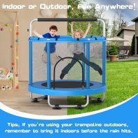 55" Trampoline for Kids with Enclosure, 440lbs Capacity Indoor & Outdoor Toddler Trampoline with Adjustable Gymnastics Bar & Toys, for Boys & Girls - Image 5