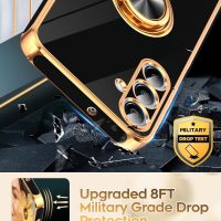 LeYi for Galaxy A16-5G Phone Case: 2 Pack Tempered Glass Screen Protector and 360° Rotatable Ring Holder Magnetic Kickstand, Plating Rose Gold Edge para Samsung A 16 5G, Black - Image 8