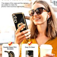 LeYi for Galaxy A16-5G Phone Case: 2 Pack Tempered Glass Screen Protector and 360° Rotatable Ring Holder Magnetic Kickstand, Plating Rose Gold Edge para Samsung A 16 5G, Black - Image 7