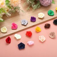 50pcs 3cm Ribbon Roses Satin Ribbon Flower Rose Artificial Fabric Flowers for DIY Crafting Accessories Sewing Wrapping Wedding Gift Decoration, Light Blue - Image 5
