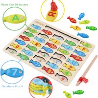 Magnetic Wooden Fishing Game Toy for Toddlers, Alphabet Fish Catching Counting Games Puzzle with Numbers and Letters, Preschool Learning ABC Math Educational Toys 3 4 5 Years Old Girl Boy Kids - Image 2
