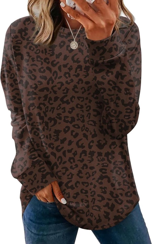 WIHOLL Sweatshirt for Women Crewneck Long Sleeve Shirts Curved Hem Lightweight Sweaters Fall Clothes 2025