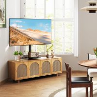 Rfiver Swivel Floor TV Stand with Mount for 32-60 Inch TVs up to 88lbs, Height Adjustable TV Mount with Wood Base & Shelf, Space-Saving Design Tall TV Stands for Living Room, Bedroom, Corner - Image 9