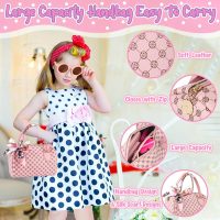 Play Purse for Little Girls, 32PCS Toddler Purse with Pretend Makeup for Kids, Princess Toys Includes Handbag, Phone, Wristwatch, Silk Scarf Kids Toy Purse Birthday Gift for Girls 3 4 5 6 + - Image 2