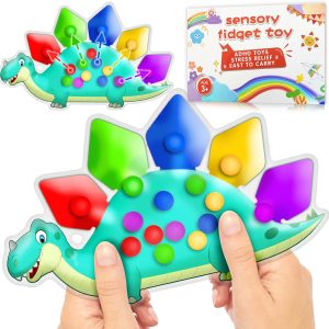 Dinosaur Color Sorting Sensory Toy Gift for Toddler Activities Fine Motor Matching Game Roadtrip Travel Essential Montessori Autism Fidgets for Classroom Stocking Stuffers for Kid 3 4 5 Year Old Boy