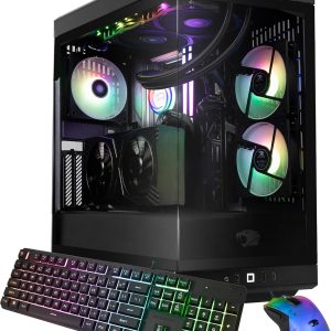 iBUYPOWER Y40 PRO Black Gaming PC Desktop Computer AMD Ryzen 9 7900X CPU, NVIDIA GeForce RTX 5070Ti 16GB GPU, 32GB DDR5 RGB 5200MHz RAM, 2TB NVMe SSD, Windows 11 Home, Keyboard, Mouse - Y40BA9N57T01
