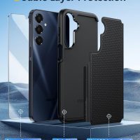 FNTCASE for Samsung Galaxy A16-5G Case: Dual Layer Protective Heavy Duty Cell Phone Cover with Non Slip Textured Back - Shockproof Rugged Military Grade Drop Protection Bumper Tough Black - Image 4
