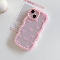 QLTYPRI Bow Case for iPhone 13/iPhone 14, Clear Cute Ribbon Bow Phone Case Curly Wavy Aesthetic Phone Case, Slim Soft Transparent Shockproof Protective Cover for Women Girls - Pink - Image 8