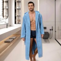 Men's Bathrobes with Hood, Soft Long Towel Robe for Men - Super Absorbent Quick Dry yet Warm - Image 5