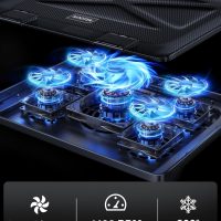 Kootek Laptop Cooling Pad, Laptop Cooler with 5 Quiet Fans for 12"-17" Computer PC Notebook Gaming Laptop Fan, Height Adjustable Laptop Cooling Stand Laptop Accessories, Blue - Image 2