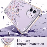 GVIEWIN for iPhone 11 Case with Screen Protector + Camera Lens Protector, [Not-Yellowing] Clear Soft TPU Shockproof Protective Cover for Women Girls Flower Pattern Phone Case 6.1"(Floratopia/Colorful) - Image 4