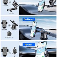 Qifutan Dash Mounted Holders Phone Holders for Your Car Phone Mount for Car Windshield Dashboard Air Vent Universal Hands Free Automobile Cell Phone Holder Fit for iPhone Smartphone - Image 4