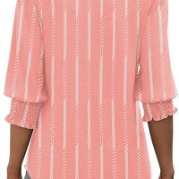 XIEERDUO Blouses for Women Dressy Casual 3/4 Length Sleeve Womens Tops V Neck T Shirts with Smocked Cuffs - Image 5