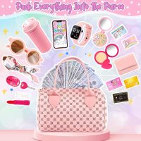 Play Purse for Little Girls, 32PCS Toddler Purse with Pretend Makeup for Kids, Princess Toys Includes Handbag, Phone, Wristwatch, Silk Scarf Kids Toy Purse Birthday Gift for Girls 3 4 5 6 + - Image 6