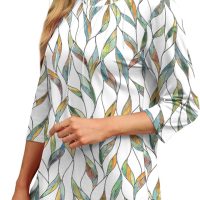 XIEERDUO 3/4 Length Sleeve Womens Tops Round Neck Casual Tunic Tops Basic Pleated Shirts Loose Fit 2025 - Image 3