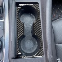 Real Quality Carbon Fiber Decor Compatible with Cadillac CT5/CT5-V/CT5-V Blackwing 2019-2024 Car Floor Console Sticker Water Cup Holder Frame Decal Interior Accessories Trim 2pcs Black - Image 5