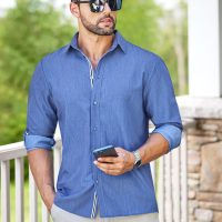 MAPICK Mens Casual Button Down Denim Shirts Long Sleeve Untucked Stretch Wrinkle-Free Dress Shirt - Image 4
