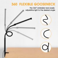 LED Desk Lamp with Clamp, Eye-Caring Clip on Lights for Home Office, 3 Modes 10 Brightness, Long Flexible Gooseneck, Metal, Swing Arm Architect Task Table Lamps with USB Adapter, Black - Image 3