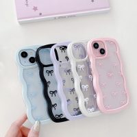 QLTYPRI Bow Case for iPhone 13/iPhone 14, Clear Cute Ribbon Bow Phone Case Curly Wavy Aesthetic Phone Case, Slim Soft Transparent Shockproof Protective Cover for Women Girls - Pink - Image 6