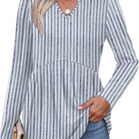 WIHOLL Womens Tops Long Sleeve Fall Shirts Babydoll Peplum Tops for Women V Neck Tunic Dressy Casual Blouses - Image 3