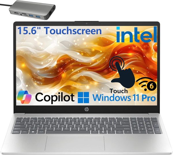 HP 15.6" Touchscreen Laptop Computer for Home Business and Student, 32GB DDR4 RAM, 1TB PCIe SSD, 13th Gen Intel 6-Core (Beat i5-1155G7), WiFi 6, Bluetooth 5.3, Copilot Key, Windows 11 Pro, Type-C Hub