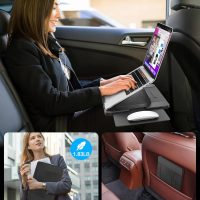 AboveTEK Adjustable Laptop Lap Desk, 3 Ergonomic Angles, PU Leather Non-Slip Surface, Heat Shield, Retractable Mouse Pad, Portable Laptop Lap pad Workstation for Bed, Sofa, Travel - Image 6
