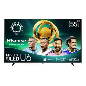 Hisense 55" Class U6 Series Best Value Mini-LED 4K UHD Smart Fire TV (55U65QF, 2025 Model) - QLED, Native 144Hz, HDR10+, Dolby Vision IQ, Dolby Atmos, Built-in Subwoofer, Game Mode Pro, Alexa Built In