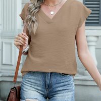 ANRABESS Women Tops Cap Sleeve Textured Dressy Casual V Neck Shirts 2025 Summer Business Work Blouses Outfits - Image 6