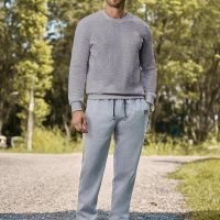 JMIERR Mens Crewneck Sweatshirt Casual Long Sleeve Texture Pullover Shirt for Men - Image 7