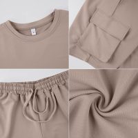 YawYews Men's 2 Piece Outfits Casual Tracksuit Cargo Shorts Summer Athletic Drop Shoulder Sleeve Sportwear Set - Image 5