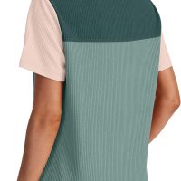 WIHOLL Womens Fashion 2025 Color Block Shirts Short Sleeve Crewneck Knitted Spring Summer Tops Casual Trendy - Image 2