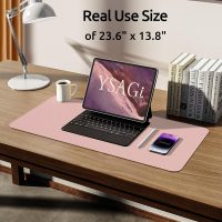 YSAGi Leather Desk Protector, Office Mat, Large Mouse Mat, Non-Slip PU Leather Blotter, Laptop Pad, Waterproof Writing Pad for Office and Home (Light Pink, 23.6" x 13.8") - Image 5