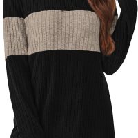 WIHOLL Womens Sweaters Color Block Tops Long Sleeve Shirts Tunic Tops Fall Outfits Fashion 2025 Winter Clothing - Image 3