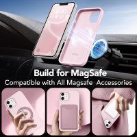 GONEZ Magnetic for iPhone 12 Case / 12 Pro Case, Compatible with MagSafe, [Screen Protector + Camera Lens Protector], Silicone Shockproof Anti-Scratch Protective Phone Case 6.1 inch, Chalk Pink - Image 4