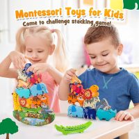 Animals Montessori Toddler Toys 3 4 5 6 7 8 Year Old Boys Girls Wooden Animal Blocks Stacking Toy Kids Birthday Gifts for Boy Girl Age 3-7 Educational Toys Fine Motor Balance Game - Image 5