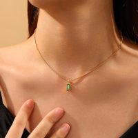 Gold Necklaces for Women 14K Gold Plated Emerald Birthstone Dainty 12 Months Cubic Zirconia Pendant with Adajustable Link Personlalized Birthday Gifts for Women Trendy Jewelry - Image 6
