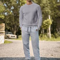 JMIERR Mens Crewneck Sweatshirt Casual Long Sleeve Texture Pullover Shirt for Men - Image 8
