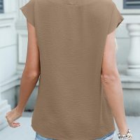 ANRABESS Women Tops Cap Sleeve Textured Dressy Casual V Neck Shirts 2025 Summer Business Work Blouses Outfits - Image 5