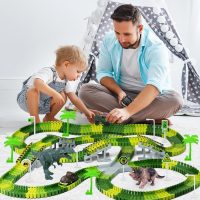Dinosaur Toys, 252 PCS Create A Dinosaur World Road Race Tracks, Flexible Track Playset, 2pcs Dinosaur Car for 3 4 5 6 Year Old Boys Girls Birthday Party Favor Gift - Image 7