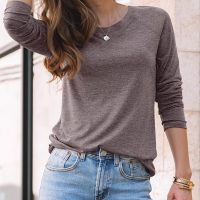 AUTOMET Womens Long Sleeve Crewneck Shirts Fall Winter Casual Work Tops Loose Fit Clothes Trendy Basic Outfits 2025 - Image 2