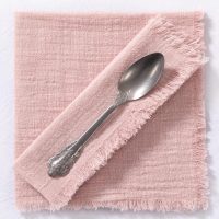 2 Pack 16x16 Inches Dusty Pink Fringe Cotton Cloth Napkins Handmade Dinner Napkins for Wedding, Festivals, Parties, Everyday Home Decor - Image 3